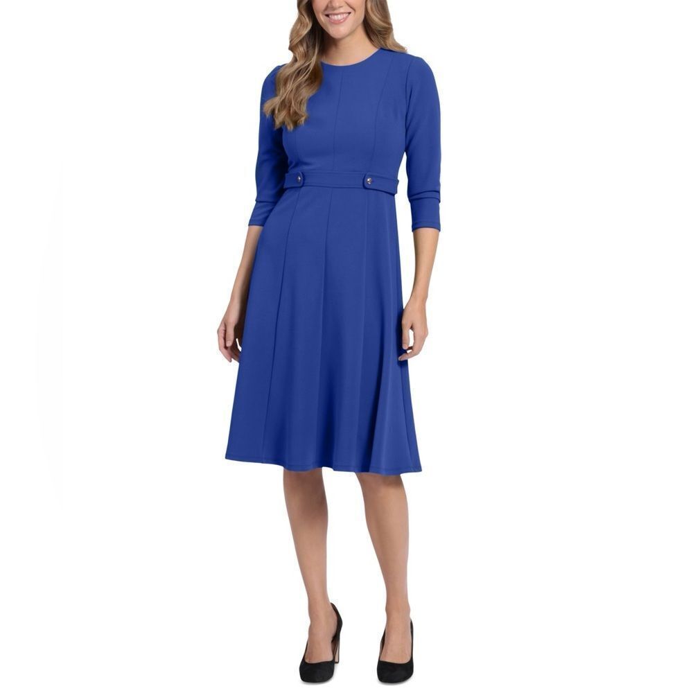 London Style Collection Blue Fit N Flair Dress EUC Women’s Size 6